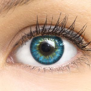 Funnylens Farbige Blaue Premium Kontaktlinsen "Fresh Blue" mit Kontaktlinsenbehälter