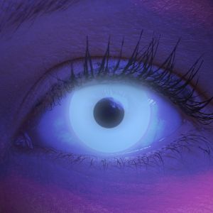 Farbige weiße Kontaktlinsen für Cosplay und Halloween - Glow White von MeralenS - 1 Paar (2 Stück)