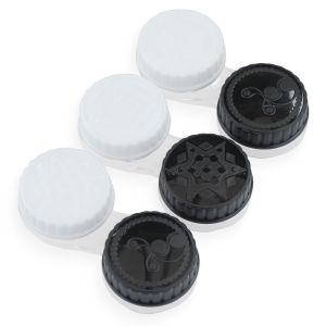 Schwarze Kontaktlinsenbehälter von Funnylens.de im 3er pack