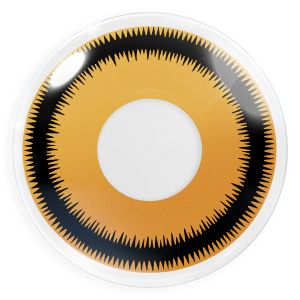 Halloween Kontaktlinsen mit Stärke – Gelbe Effektlinse Lunatic Sun für dämonische und schrille Halloween-Looks