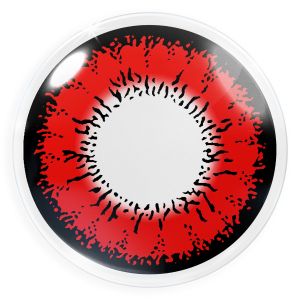 Halloween Kontaktlinsen mit Stärke – Rote Motivlinse Red Flower für auffällige Halloween- und Cosplay-Styles