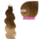 Tape In Echthaar Extensions Frontbild in der Farbe ombre #4/613 Schokobraun/Hellichtblond ombre, gewellt in den Haarlängen 50cm oder 60cm verfügbar, Haarverlängerung tapes mit Zubehör Bürste Remover und Klebestreifen
